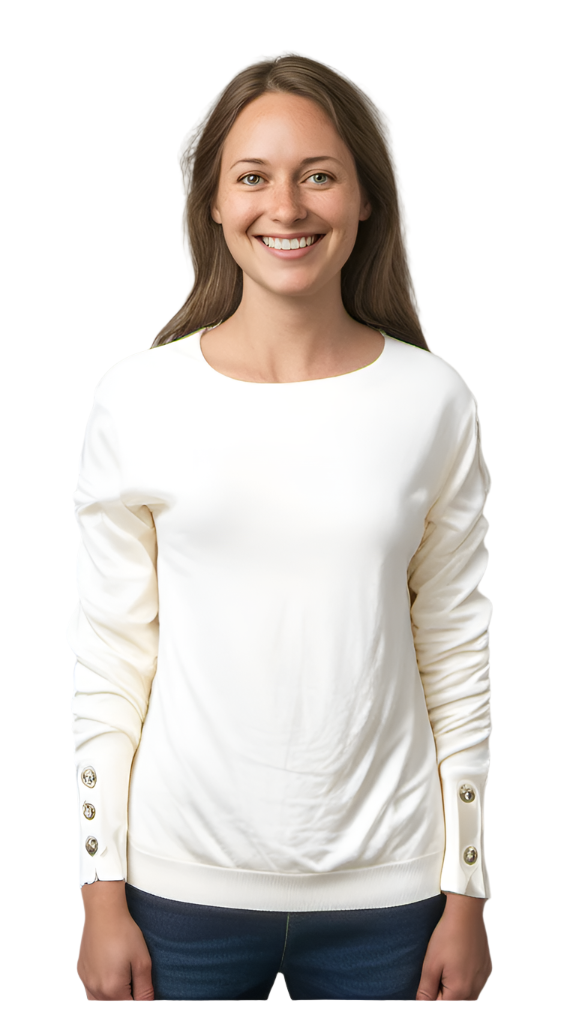 Guess Women Long Sleeve White Round Neck Plain Winter Top