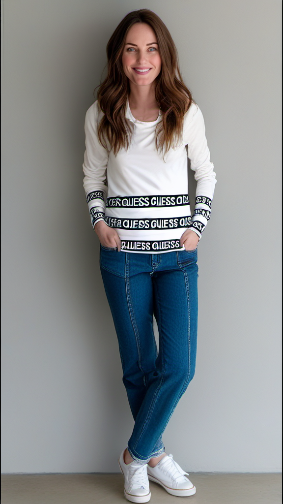 Guess Women Long Sleeve White Pullover