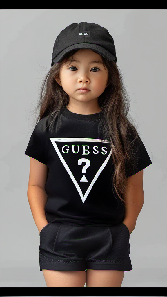 Guess Kids Black Cotton Triangle Front Logo T-shirt