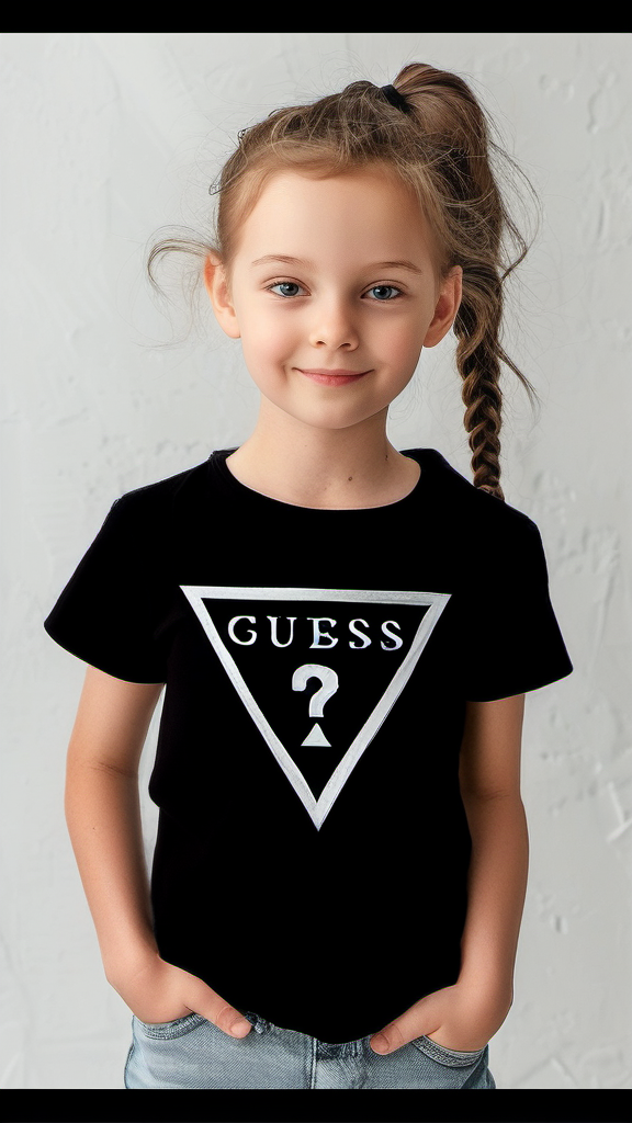 Guess Kids Black Cotton Triangle Logo T-shirt