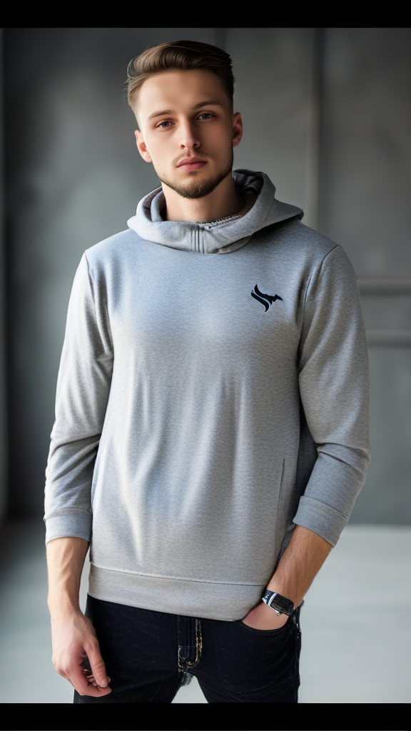 PHOENIX Grey Cotton Men's Hoodie