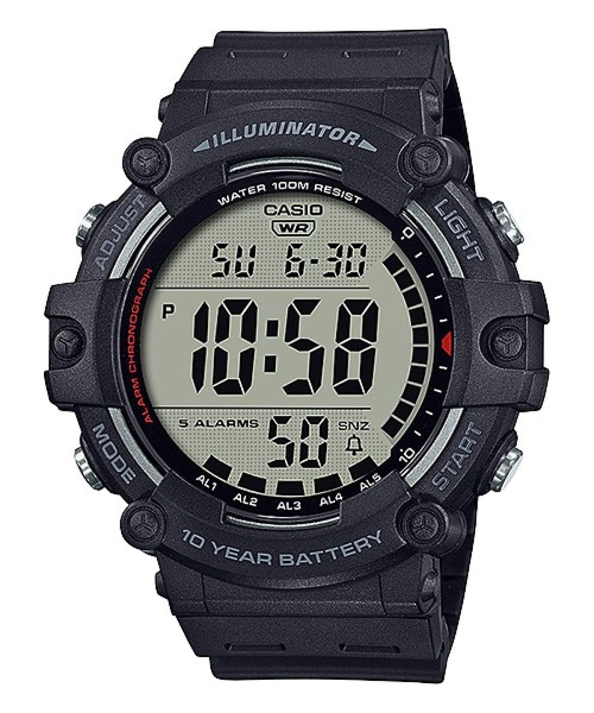 Casio Men's Illuminator 10 Year Battery Black Resin Watch AE-1500WH-1AV - 3alababak