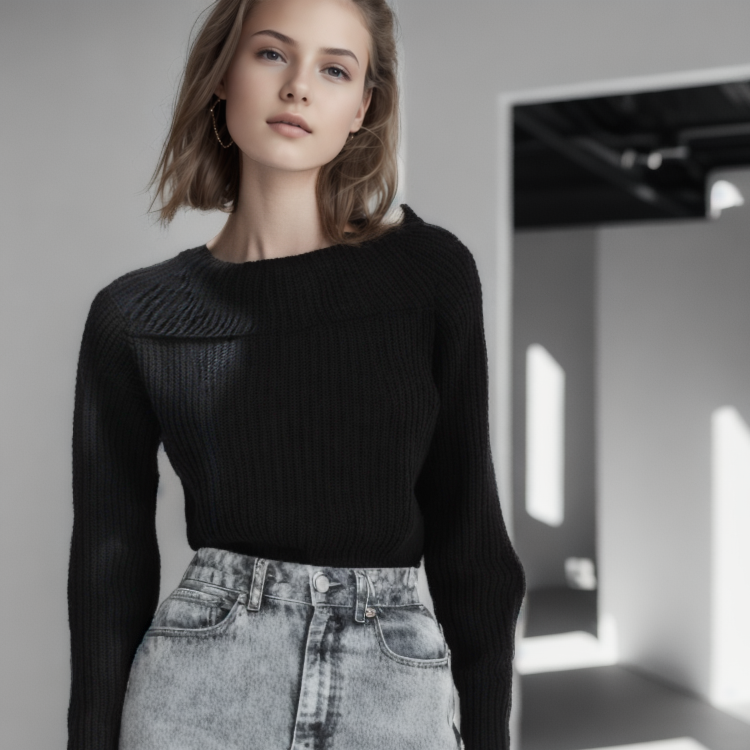 Guess Women Long Sleeve High Neck Black Sweater Top - 3alababak