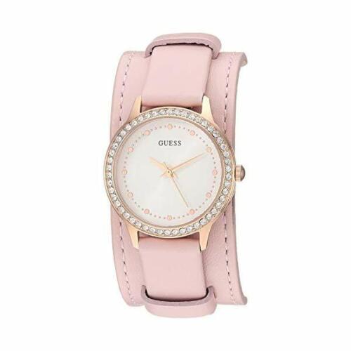 Guess Women Analogue Quartz Watch with Pink Leather Strap U1150L3 - 3alababak