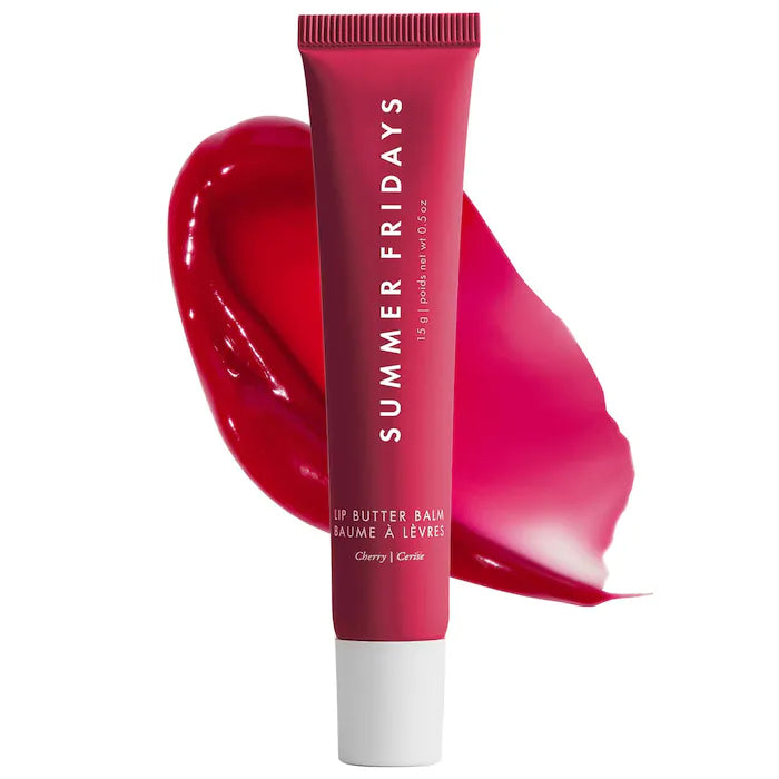 Sephora Summer Fridays Lip Butter Balm for Hydration & Shine Cherry .5 Oz)