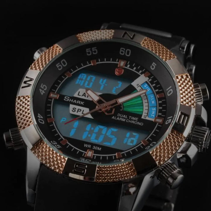 Shark Sport Watch Shark Sport Wrist Watch Dual Time Lcd Alarm Chronograph White Dial VZ800 - 3alababak