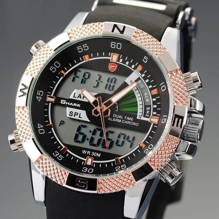 Shark Sport Watch Shark Sport Wrist Watch Dual Time Lcd Alarm Chronograph White Dial VZ800 - 3alababak