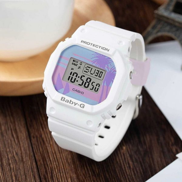 CASIO BGD-560BC-7DR Baby-G Resin Band Patterned Dial Digital Watch for Women - White - 3alababak