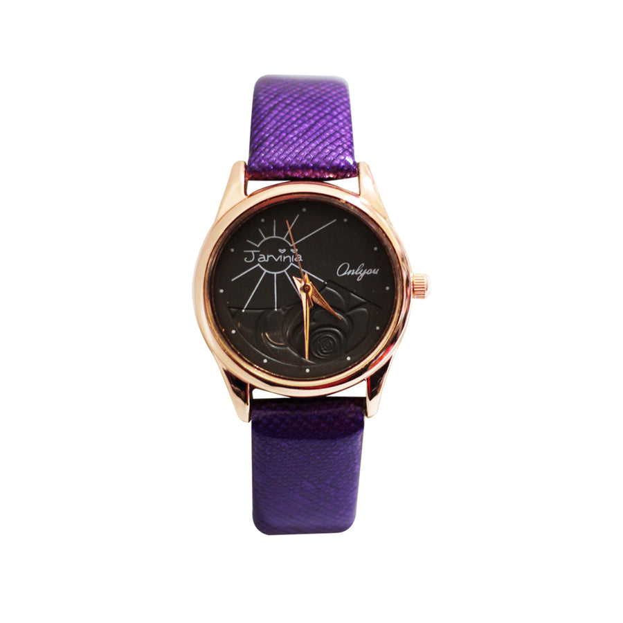 Onlyou Casual Analog Leather Watch For Women - Purple - 3alababak