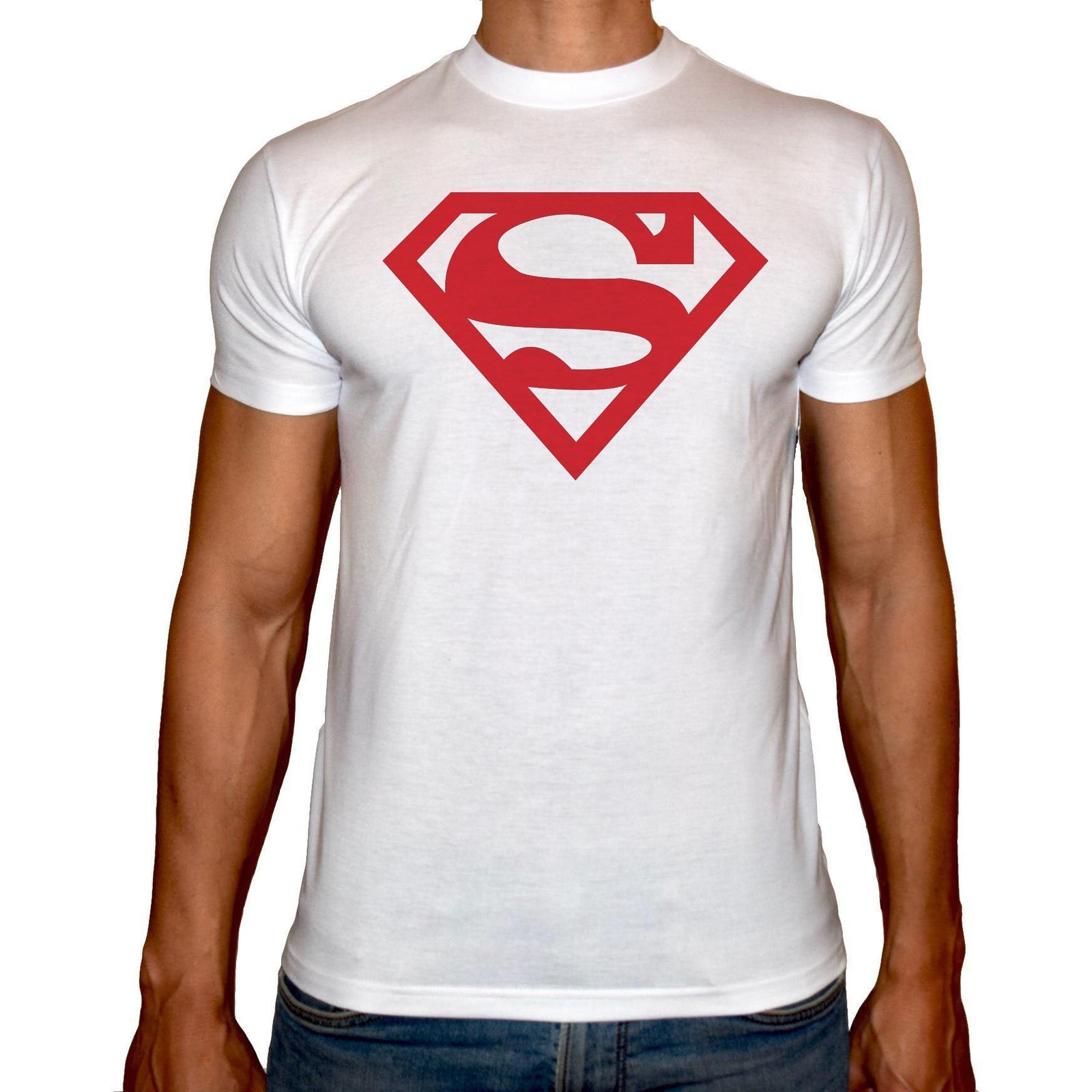 Phoenix WHITE Round Neck Printed T-Shirt Men (Superman) - 3alababak