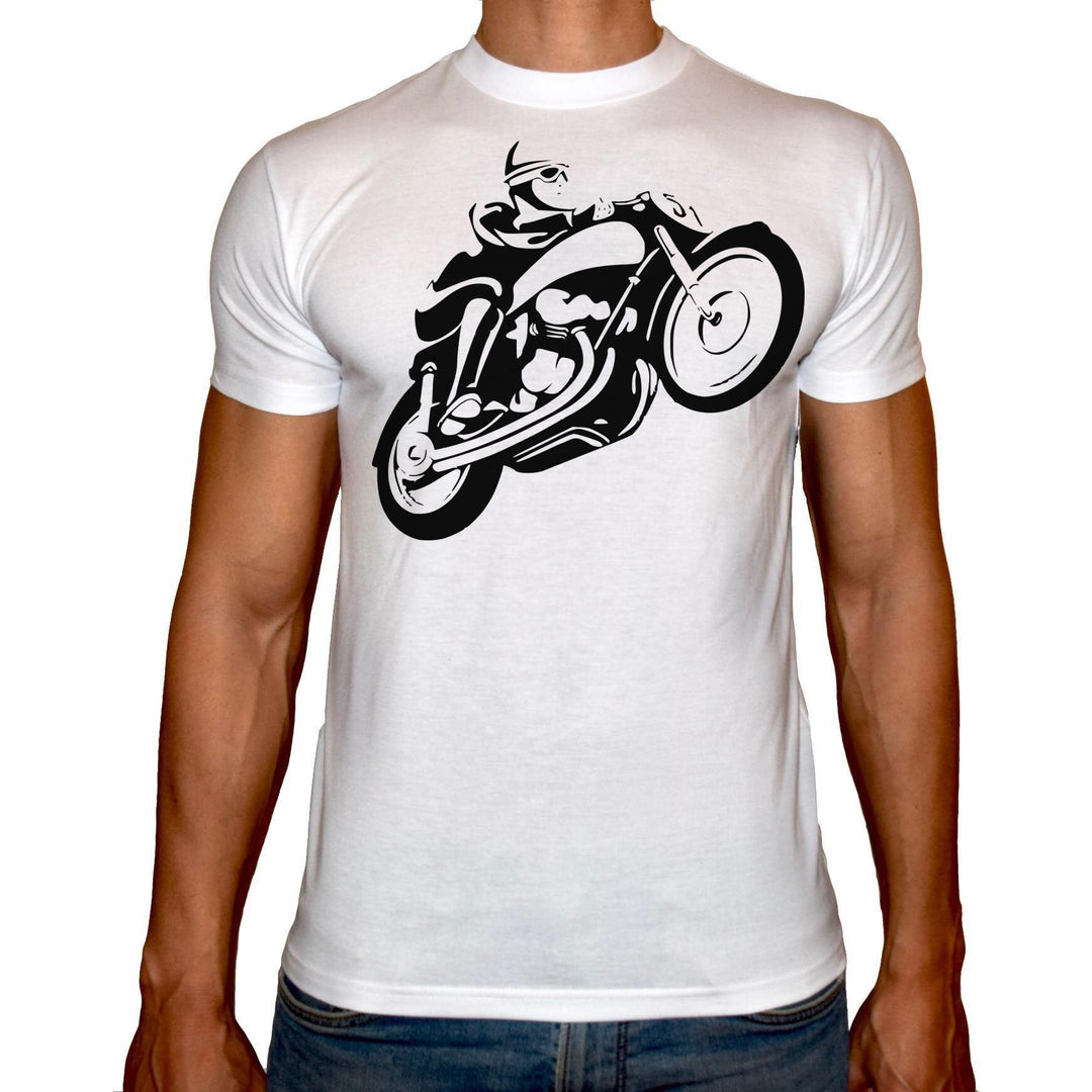 Phoenix WHITE Round Neck Printed T-Shirt Men (Motorcycle) - 3alababak