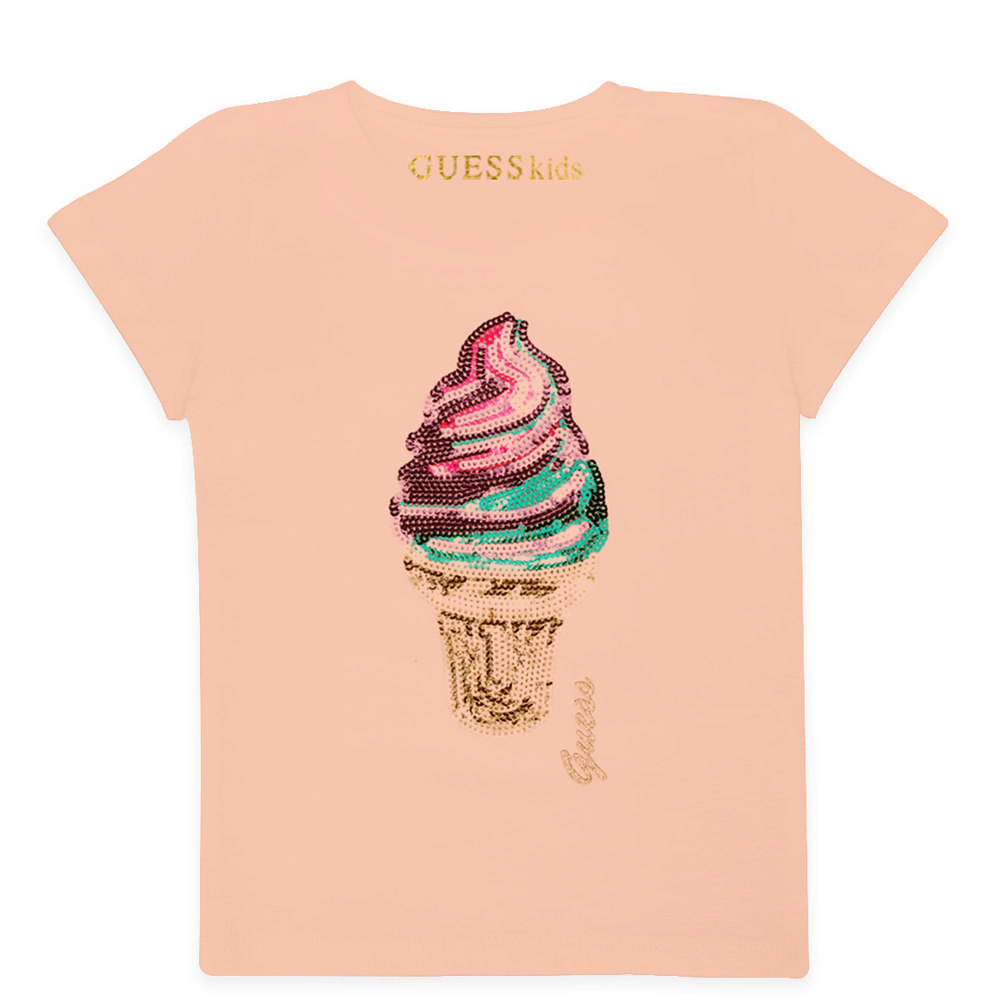 Guess Kids Girls Cotton T-shirt Orange Color - 3alababak