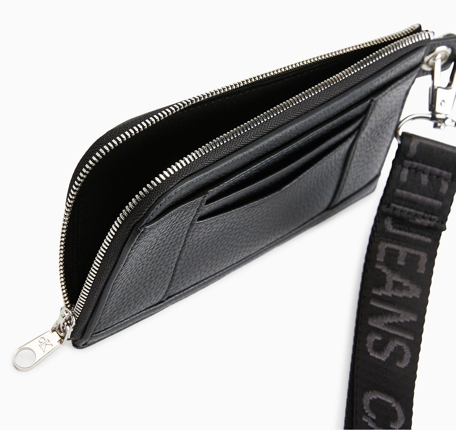 Calvin Klein Zip Around Lanyard Women Wallet Black - 3alababak