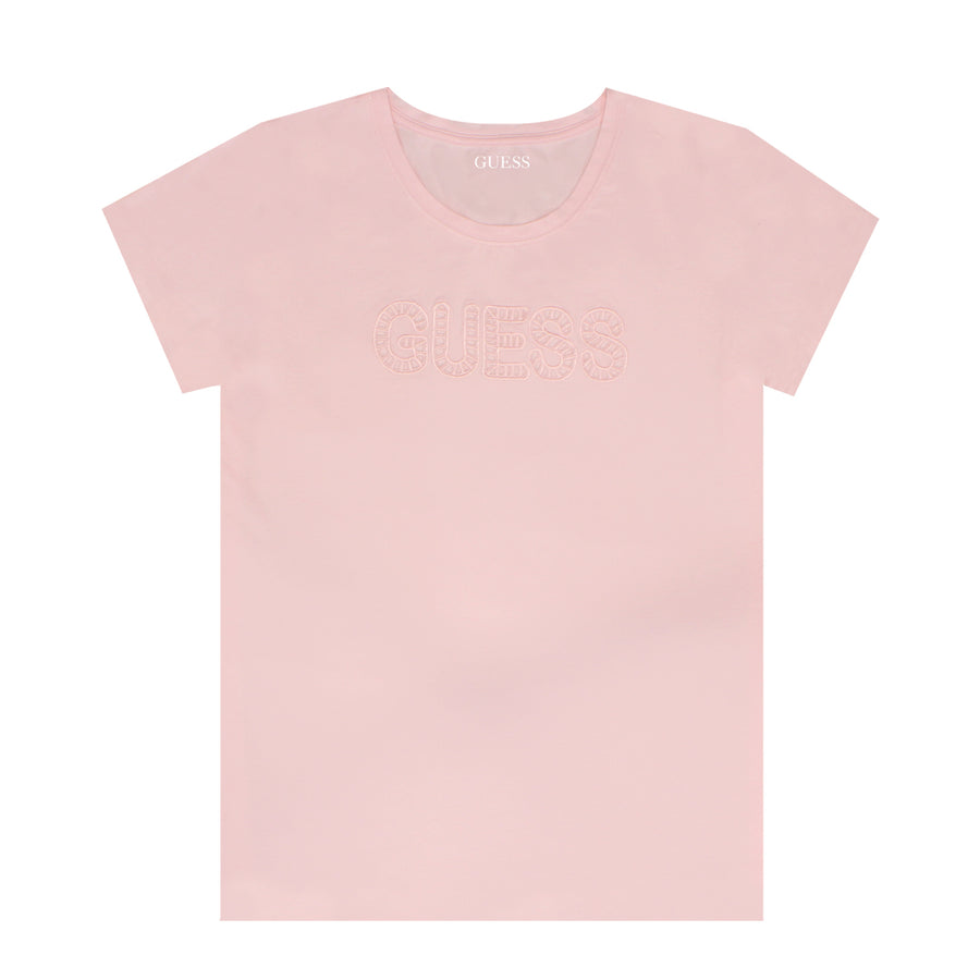 Guess Women Logo Front T-shirt - Pink Color - 3alababak