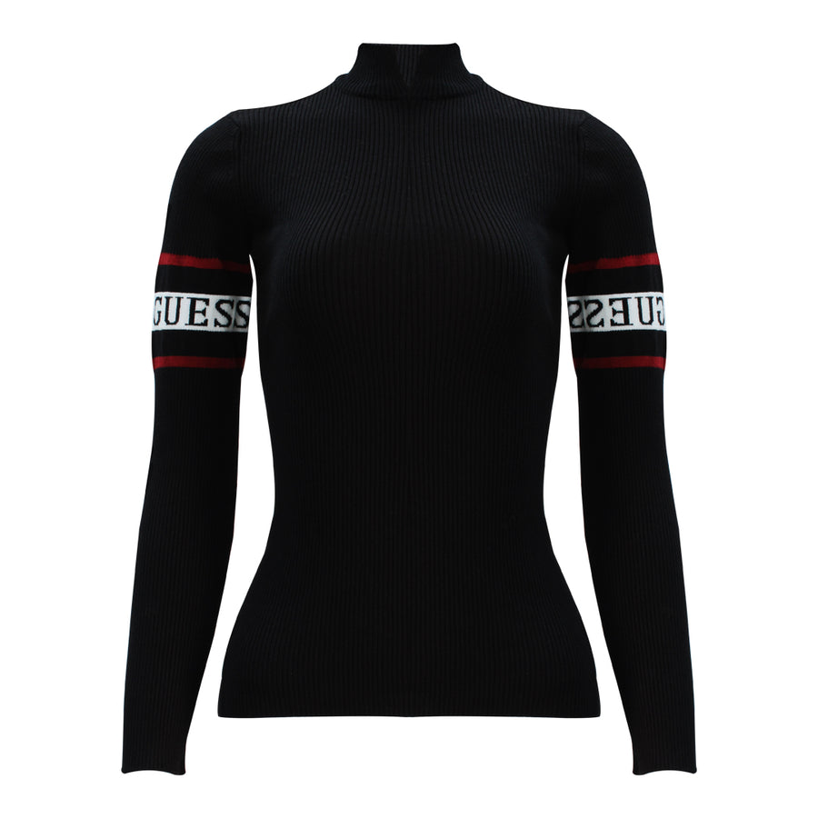 Guess Women Long Sleeve High Neck Black Sweater Top - 3alababak