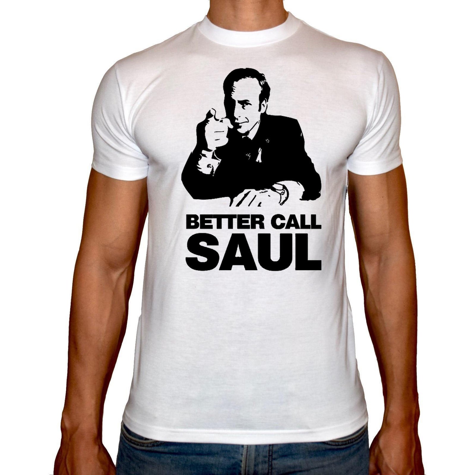 Phoenix WHITE Round Neck Printed T-Shirt Men (Better call saul) - 3alababak