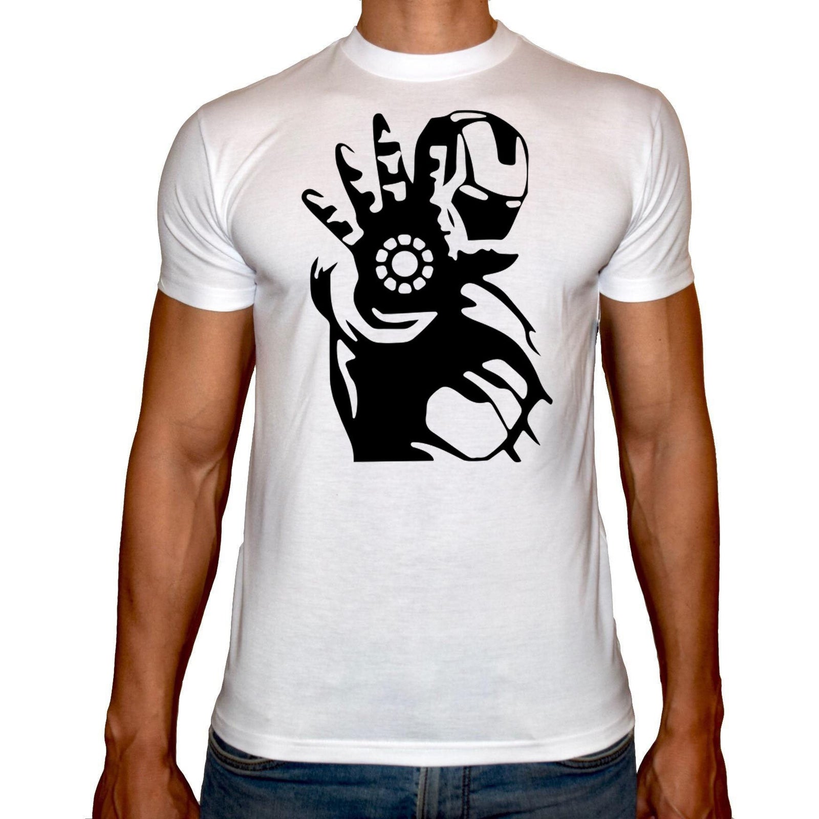 Phoenix WHITE Round Neck Printed T-Shirt Men (Iron man) - 3alababak