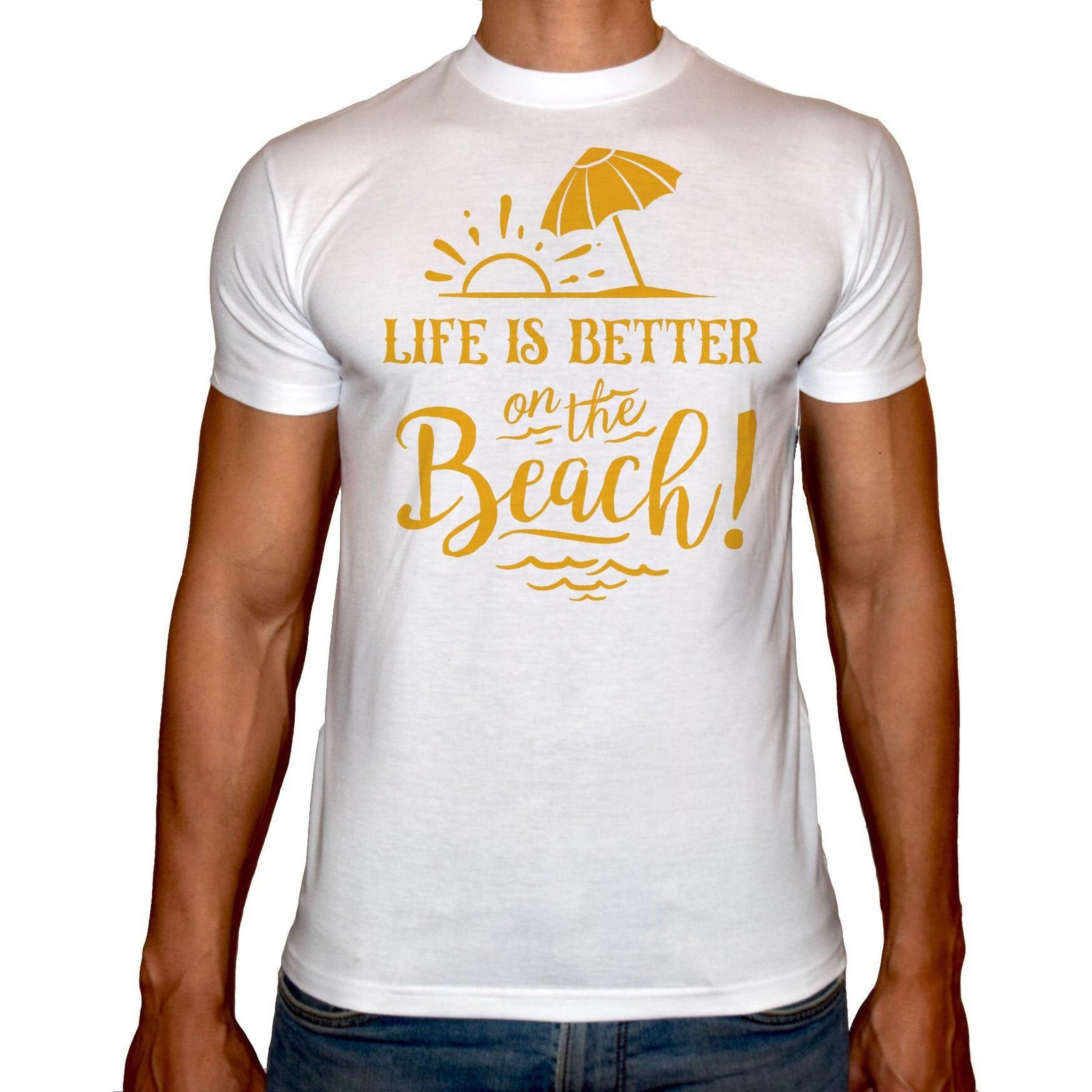 Phoenix WHITE Round Neck Printed T-Shirt Men (Beach) - 3alababak