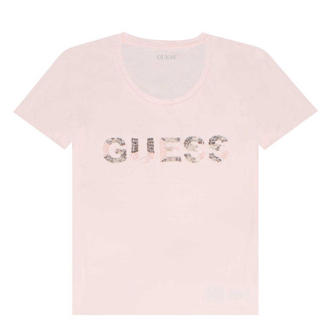 Guess Women Front Logo T-shirt Pink Color