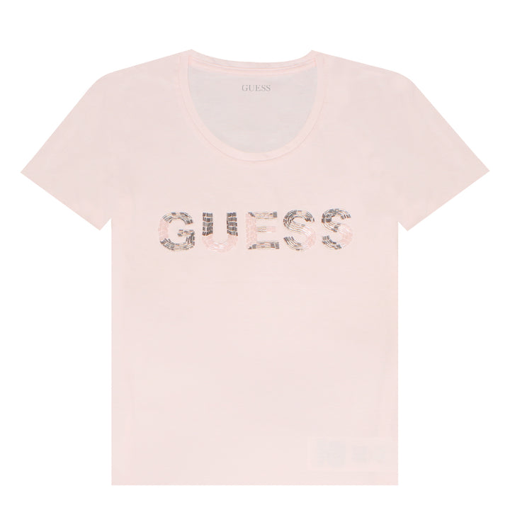 Guess Women Front Logo T-shirt Pink Color - 3alababak