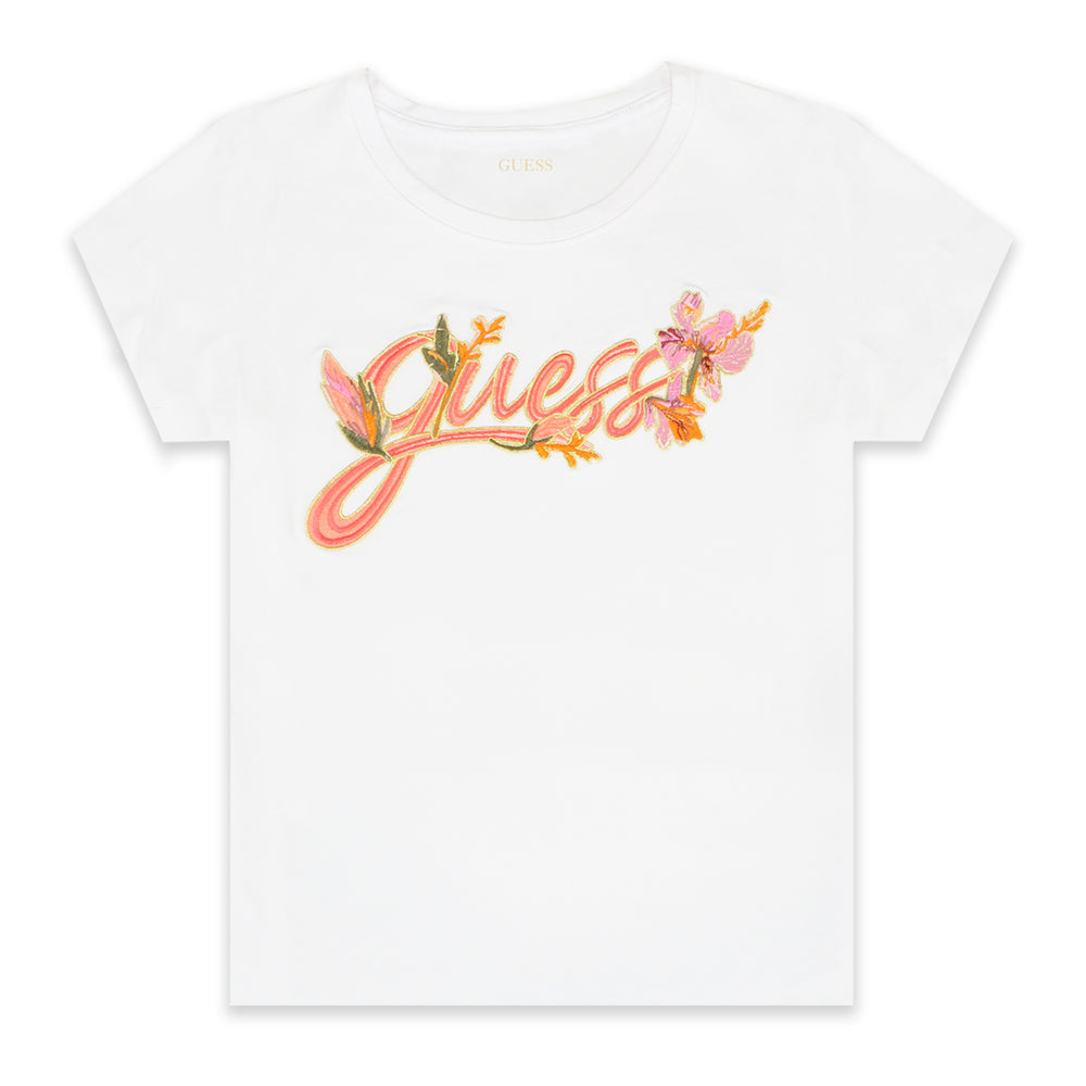 Guess Women Logo Front Printed T-shirt - White Color - 3alababak