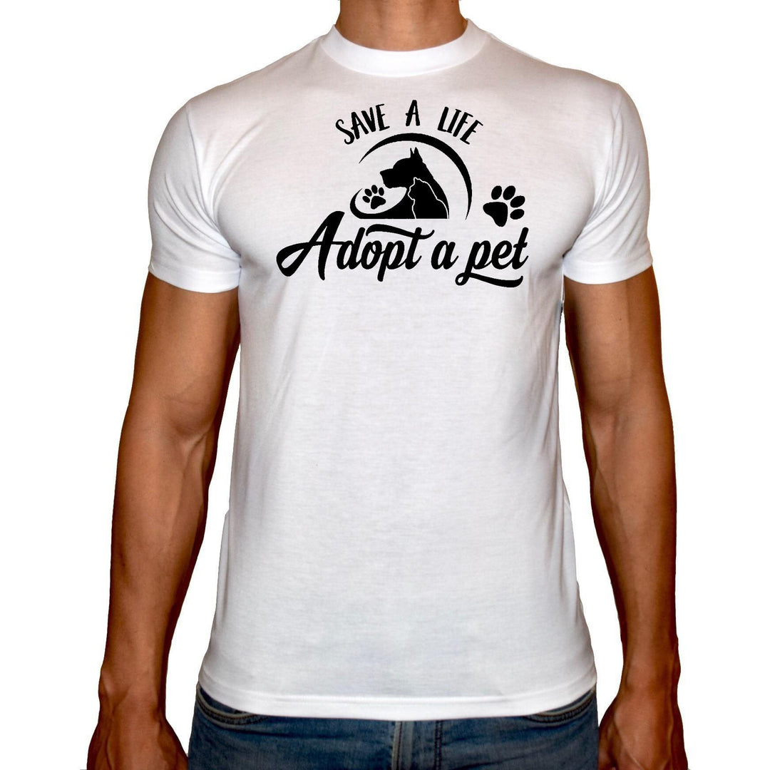 Phoenix WHITE Round Neck Printed T-Shirt Men (Adopt a pet) - 3alababak