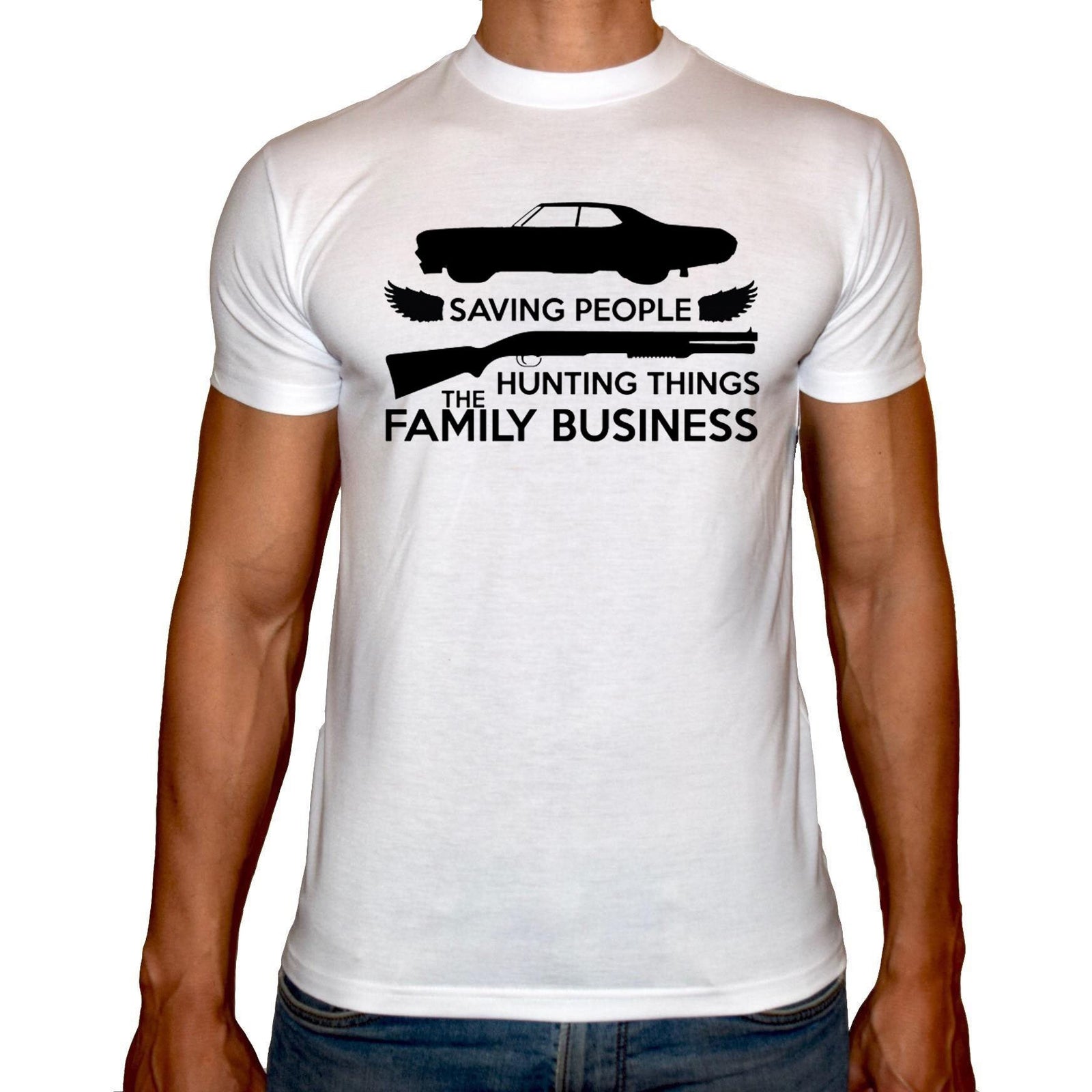 Phoenix WHITE Round Neck Printed T-Shirt Men (Supernatural) - 3alababak