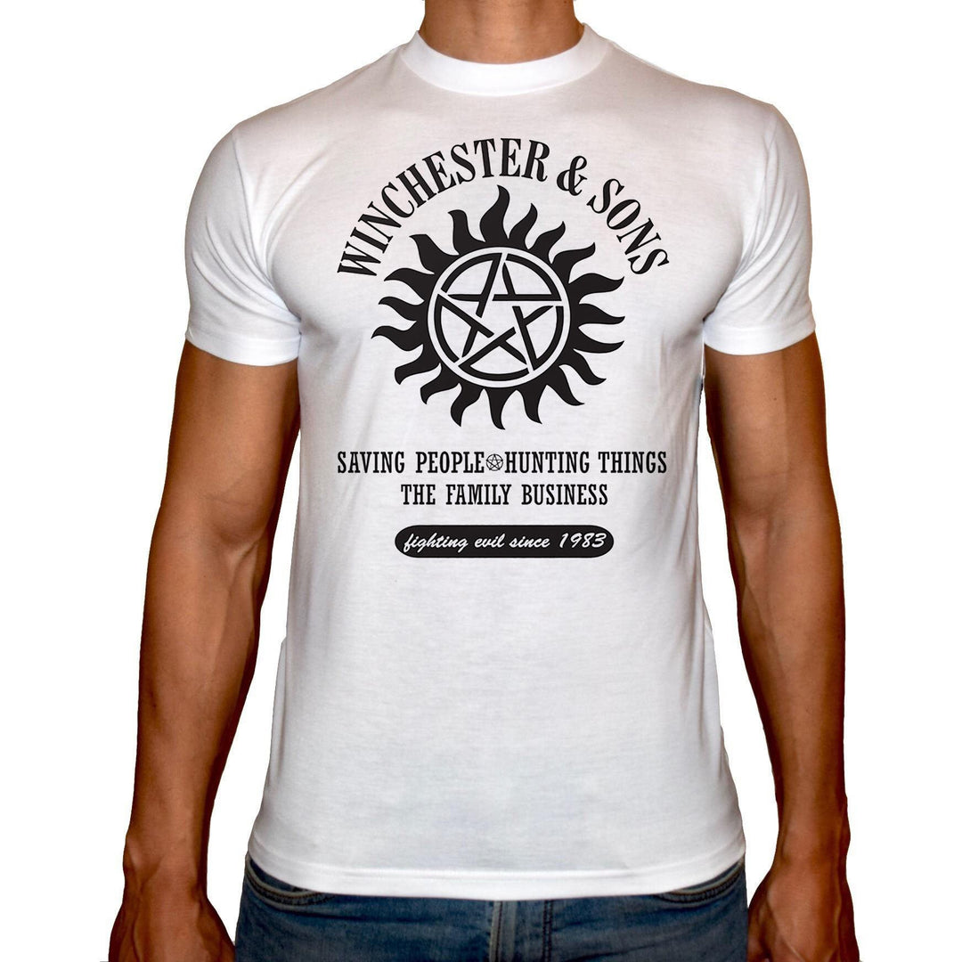 Phoenix WHITE Round Neck Printed T-Shirt Men (Supernatural) S