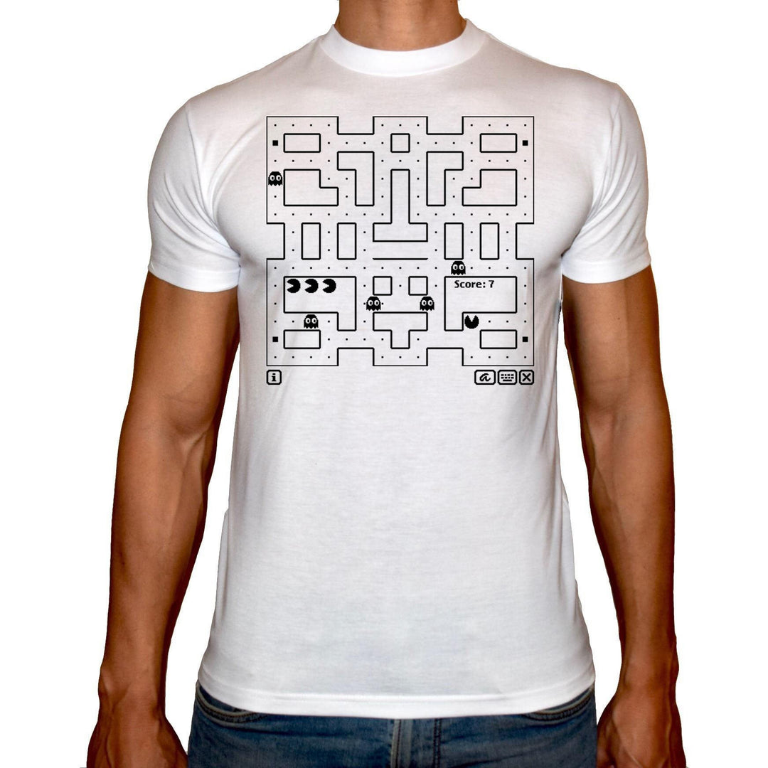 Phoenix WHITE Round Neck Printed T-Shirt Men (Pacman) - 3alababak