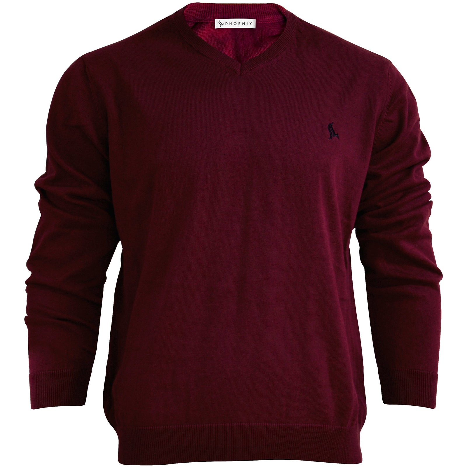 PHOENIX Red Cotton Men's Pullover V Neck - 3alababak