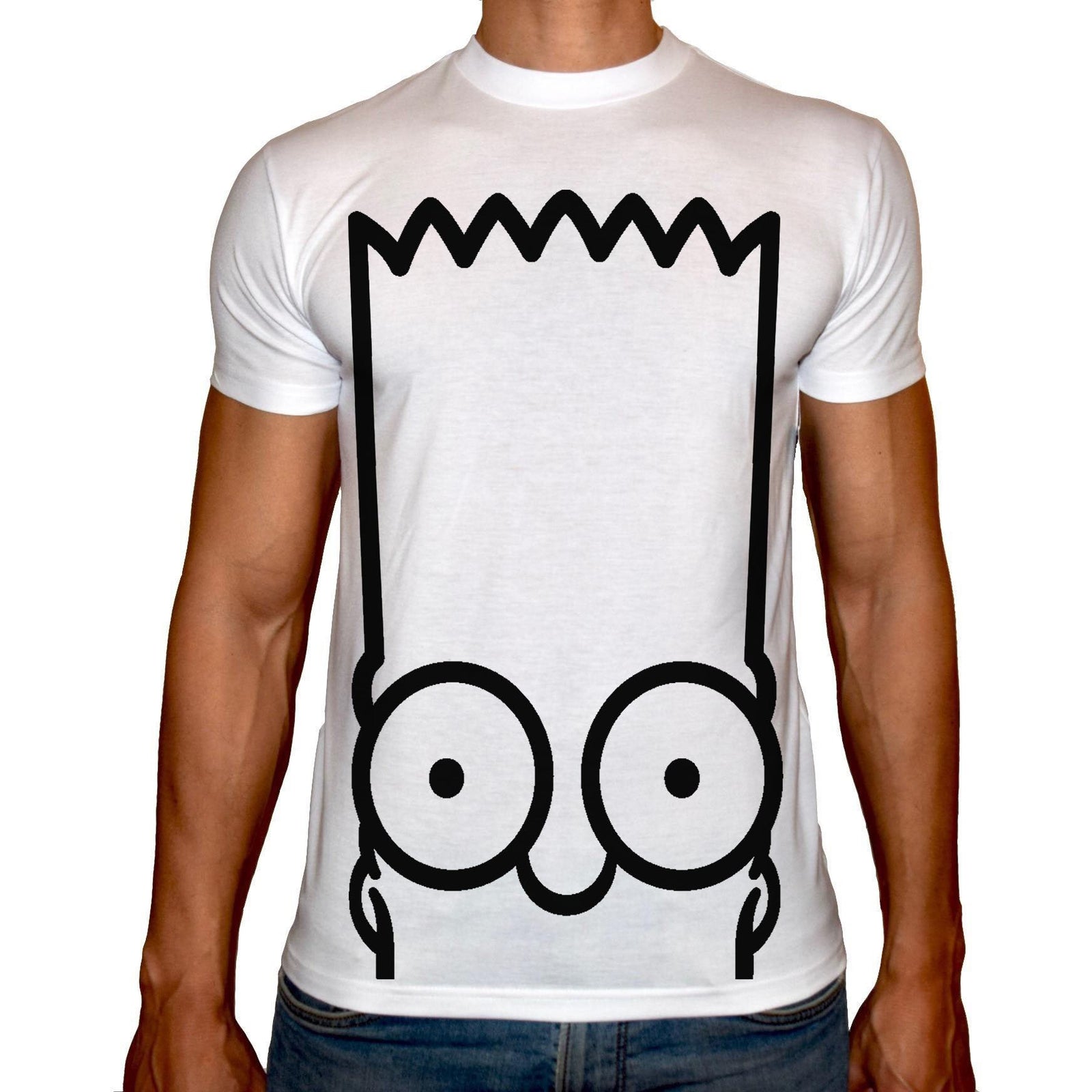 Phoenix WHITE Round Neck Printed T-Shirt Men (The simpsons ) - 3alababak