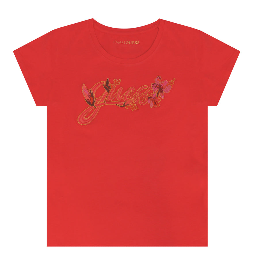 Guess Women Logo Front Printed T-shirt - Red Color - 3alababak