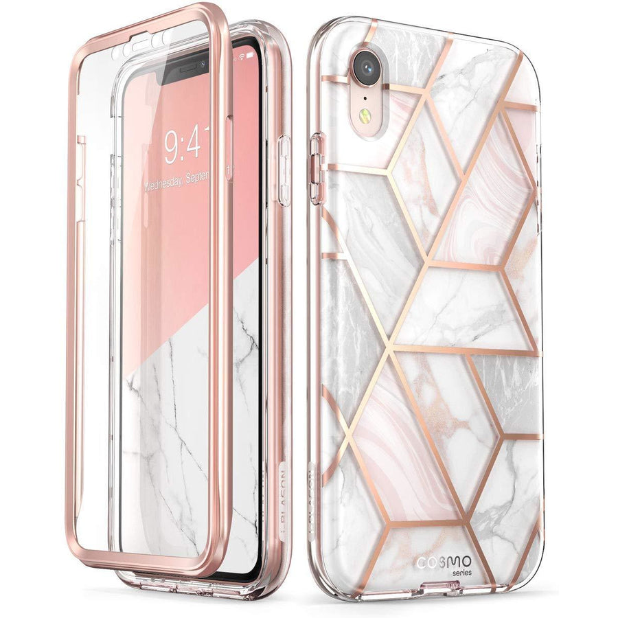 i-Blason iPhone XR Case Full-body Glitter Sparkle with Built-in Screen Protector Cover Marble - 3alababak