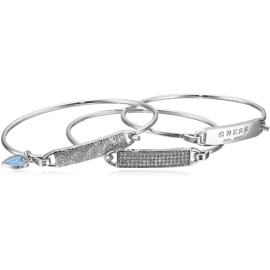 Guess 3 Piece Tension ID Silver Bangle Bracelet - 3alababak