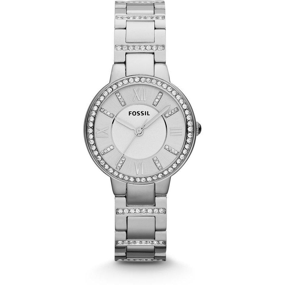 Fossil Women's Virginia Quartz Stainless Steel Dress Watch, Color Silver-Tone - 3alababak