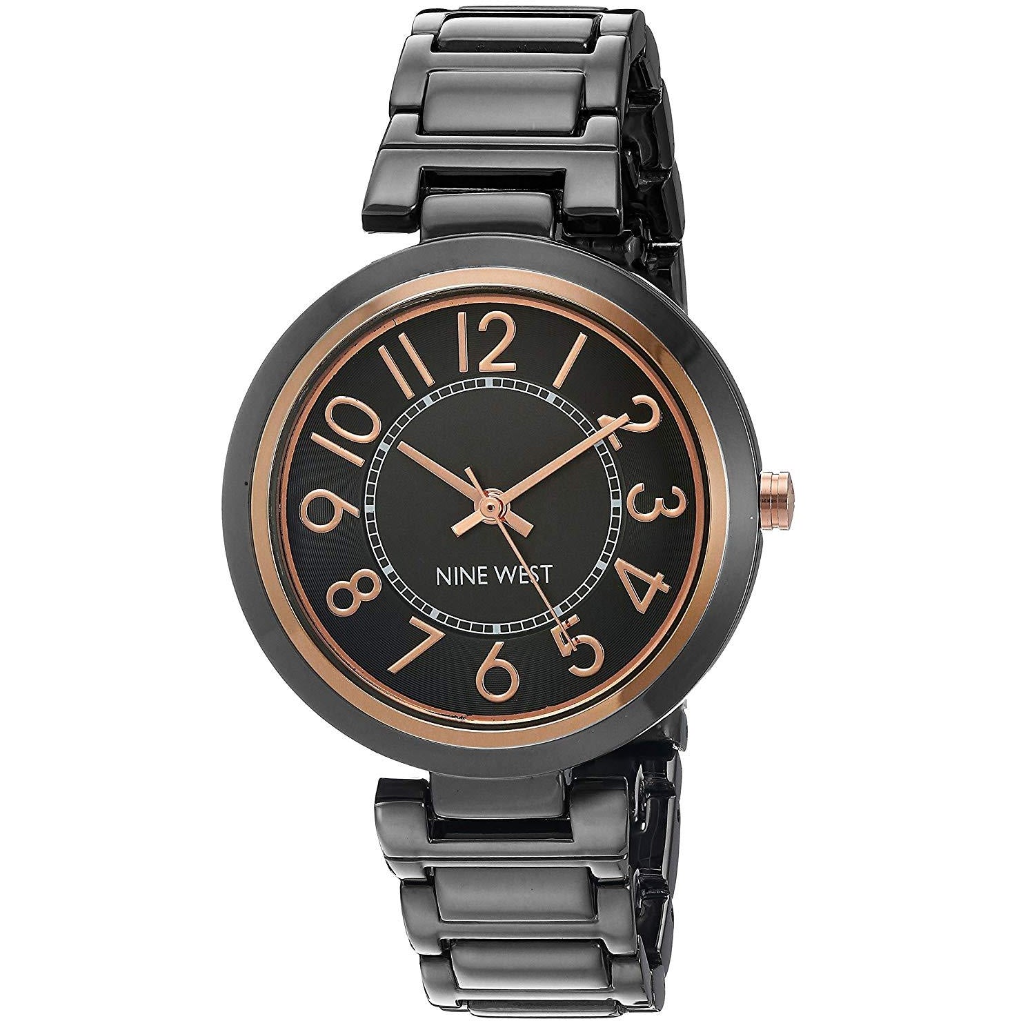 Nine West Women's NW/1893GNRT Easy To Read Dial Gunmetal Bracelet Watch - 3alababak