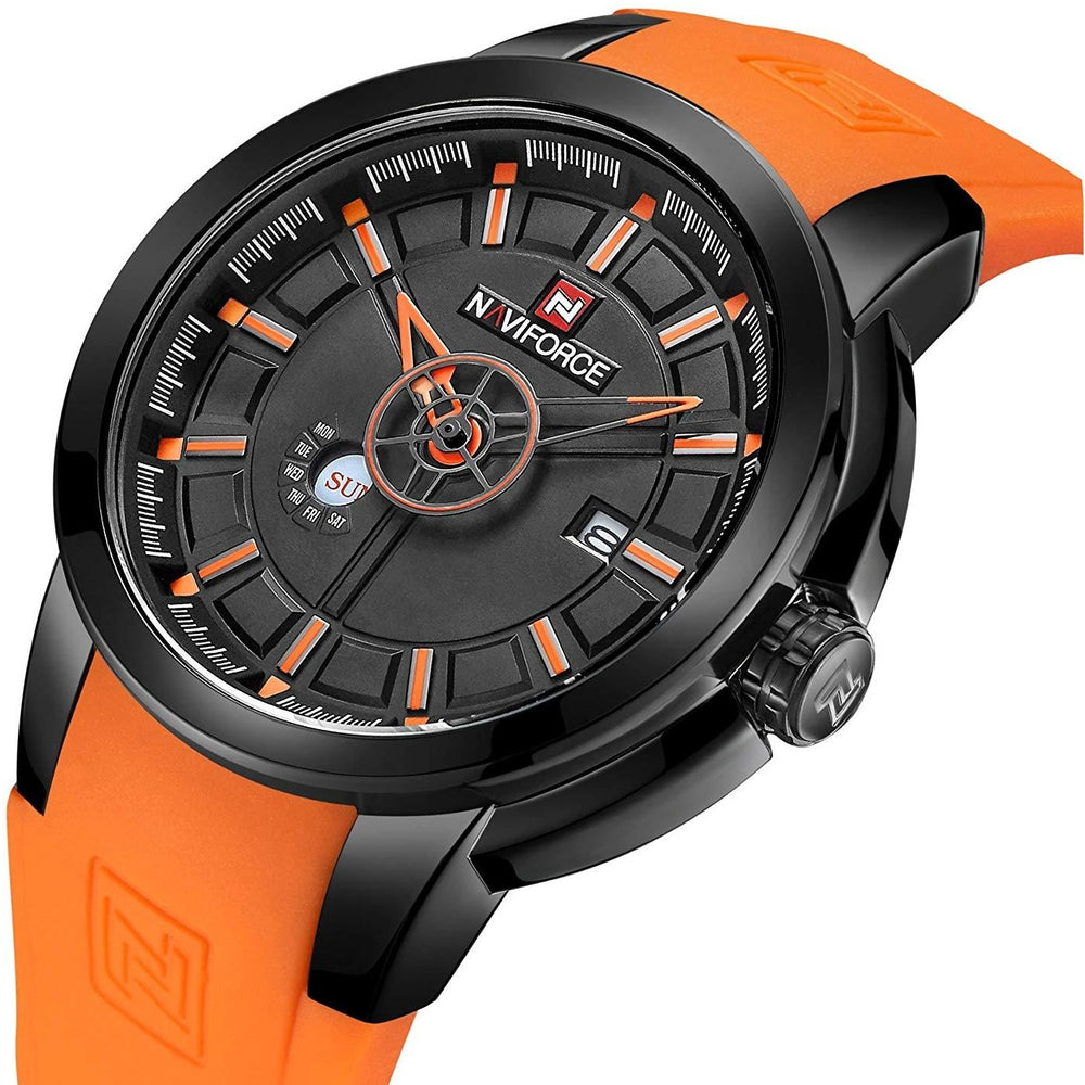 Silicone Strap Date Men Quartz Sport Watch Calendar Mens Watches NF9017M - 3alababak