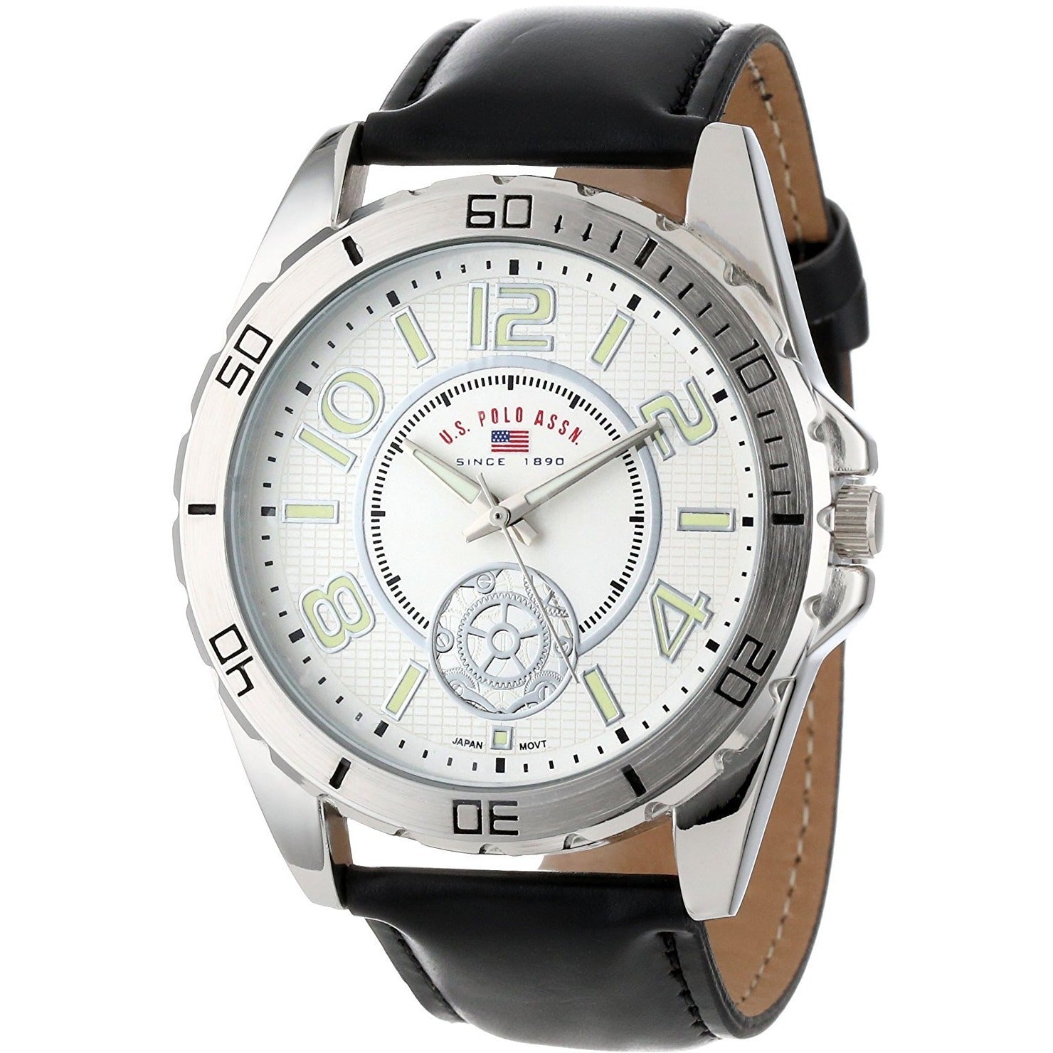 U.S. Polo Assn. Classic Men's US5159 Black Synthetic Leather Strap Watch - 3alababak