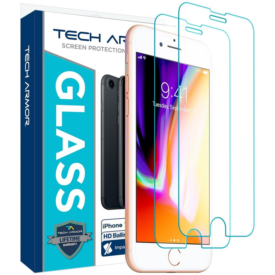 Tech Armor Apple iPhone 7, iPhone 6, iPhone 8 Ballistic Glass Screen Protector [2-Pack] - 3alababak