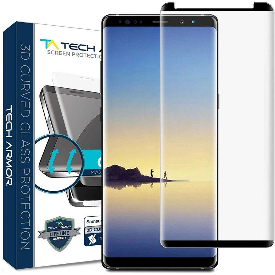 Tech Armor 3D Curved Ballistic Glass, CASE FRIENDLY, Black for Samsung Galaxy Note 8 Glass Screen Protector - 3alababak