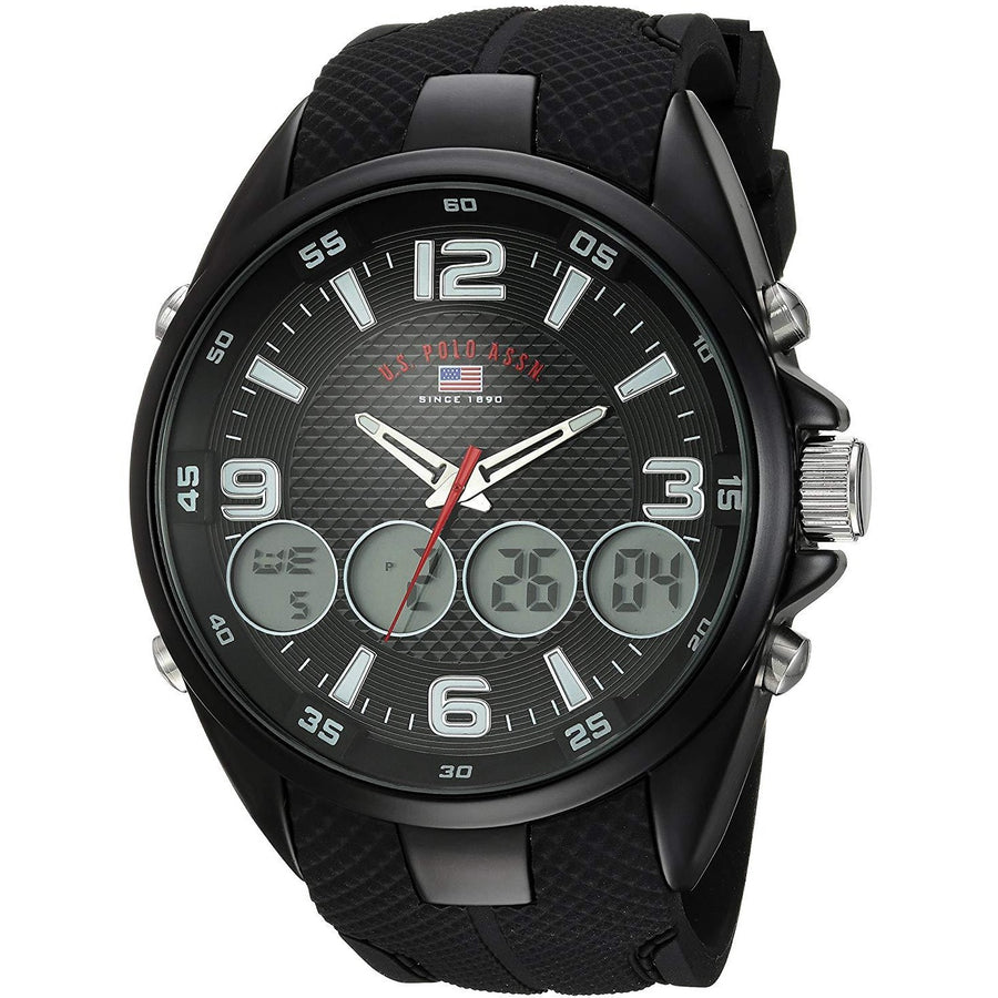 U.S. Polo Assn. Men's Quartz Metal and Rubber Casual Watch, Model US9596 - 3alababak