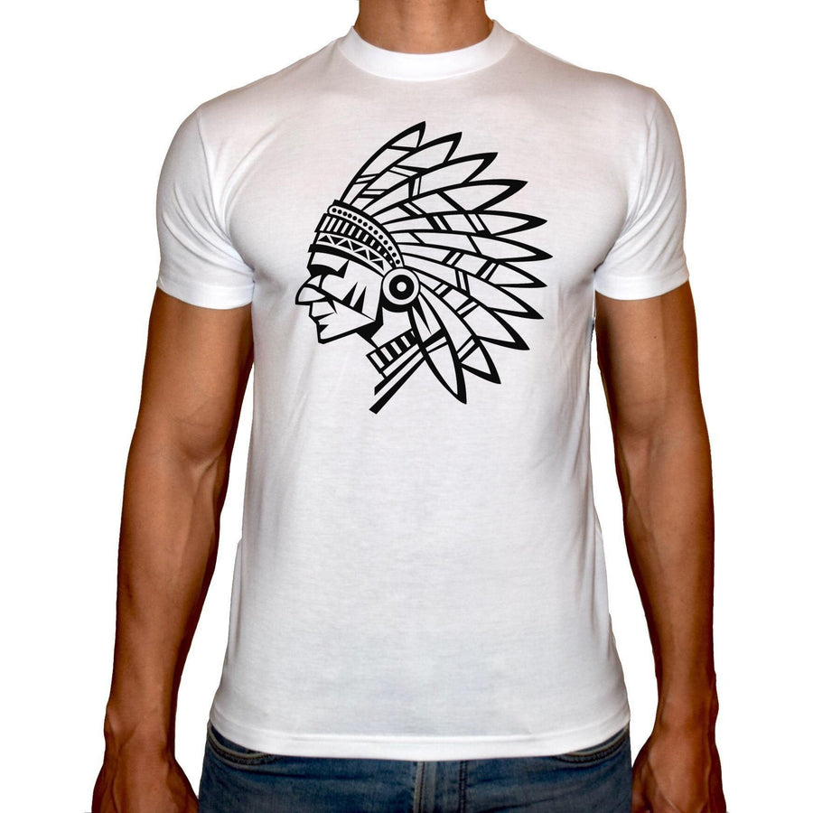Phoenix WHITE Round Neck Printed T-Shirt Men (Native indian ) - 3alababak