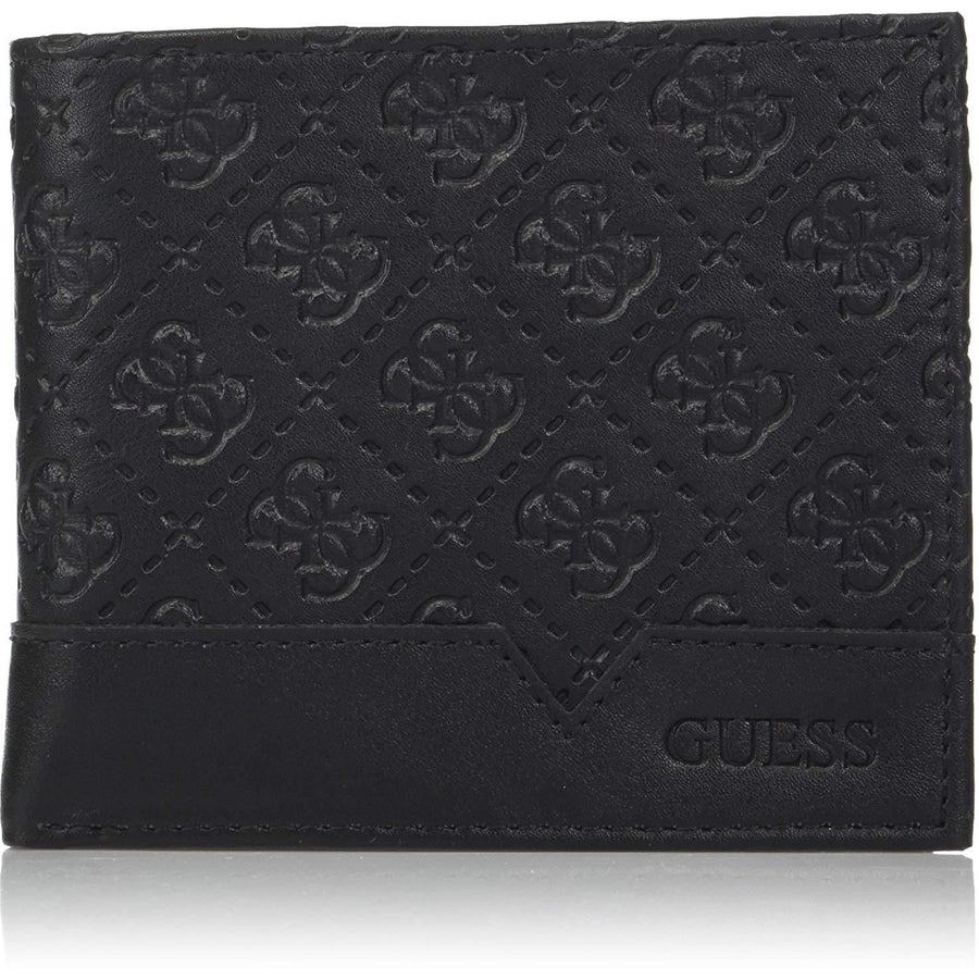 Guess Men's Leather Slim Bifold Wallet, Black, One Size - 3alababak