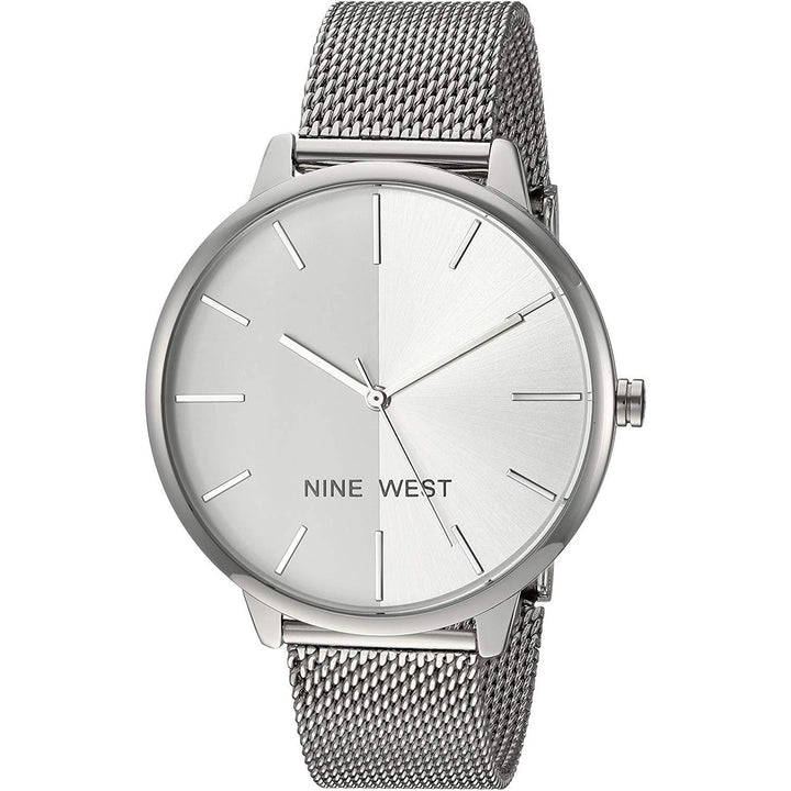 Nine West Women's NW/1981SVSB Silver-Tone Mesh Bracelet Watch - 3alababak