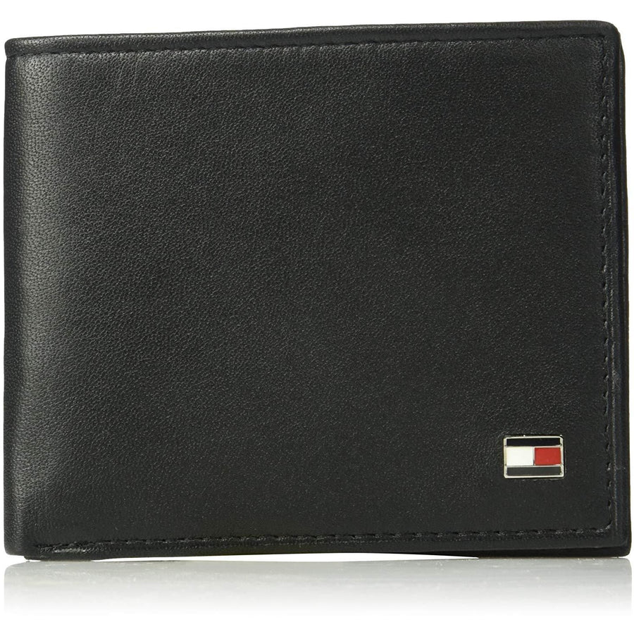 Tommy Hilfiger Men's RFID Blocking 100% Leather Passcase Wallet, Oxford Black - 3alababak