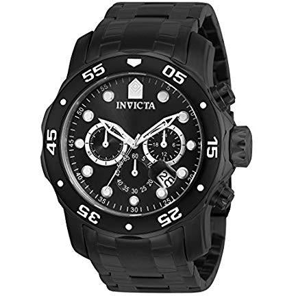 Invicta Men's 0076 Pro Diver Collection Chronograph Black Ion-Plated Stainless Steel Watch - 3alababak