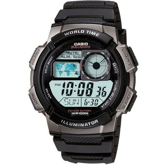 Casio Men's World Time Digital Dial Resin Band Watch - AE-1000W-1BV - 3alababak