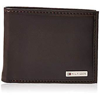 Tommy Hilfiger 31TL22X053 Men's Leather Passcase Wallet Brown Plaque - 3alababak