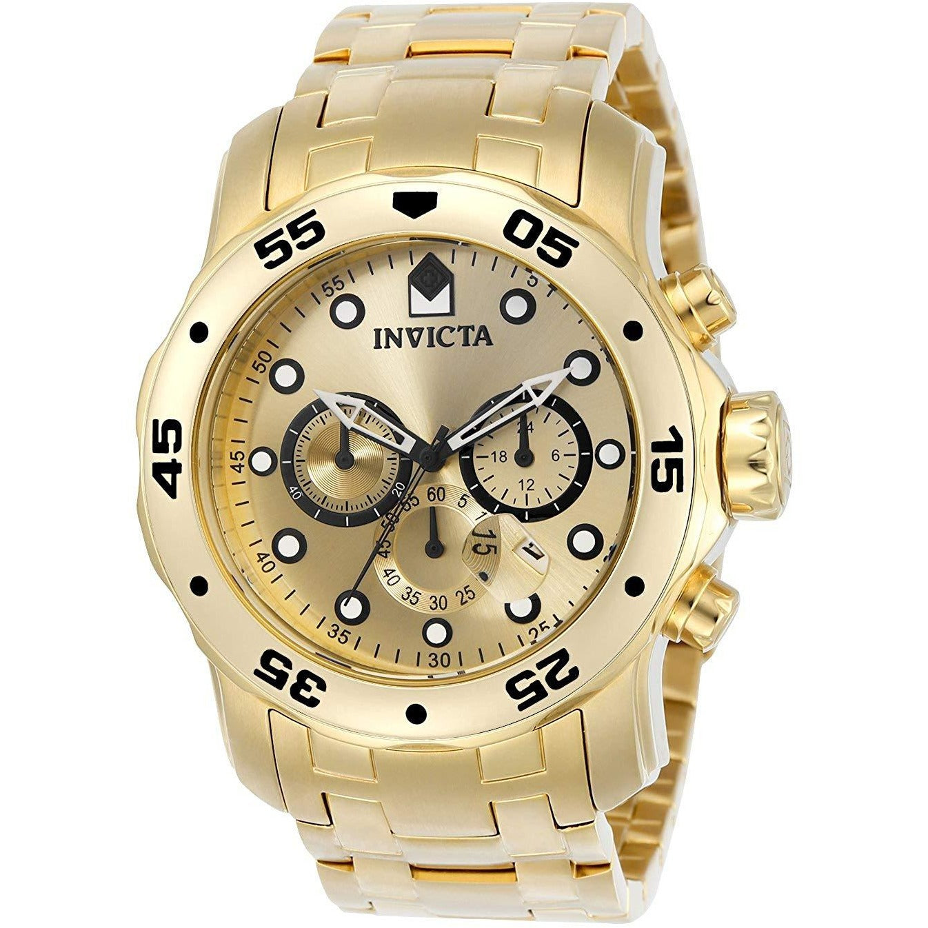 Invicta Men's 0074 pro Diver Analog Japanese Quartz 18k Gold-plated Stainless Steel Watch - 3alababak