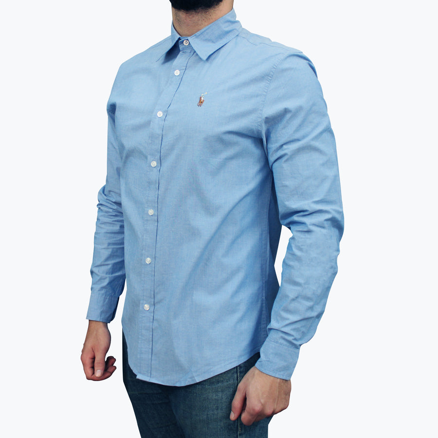Ralph Lauren Polo The Iconic Slim Fit Light Blue Oxford Shirt - 3alababak